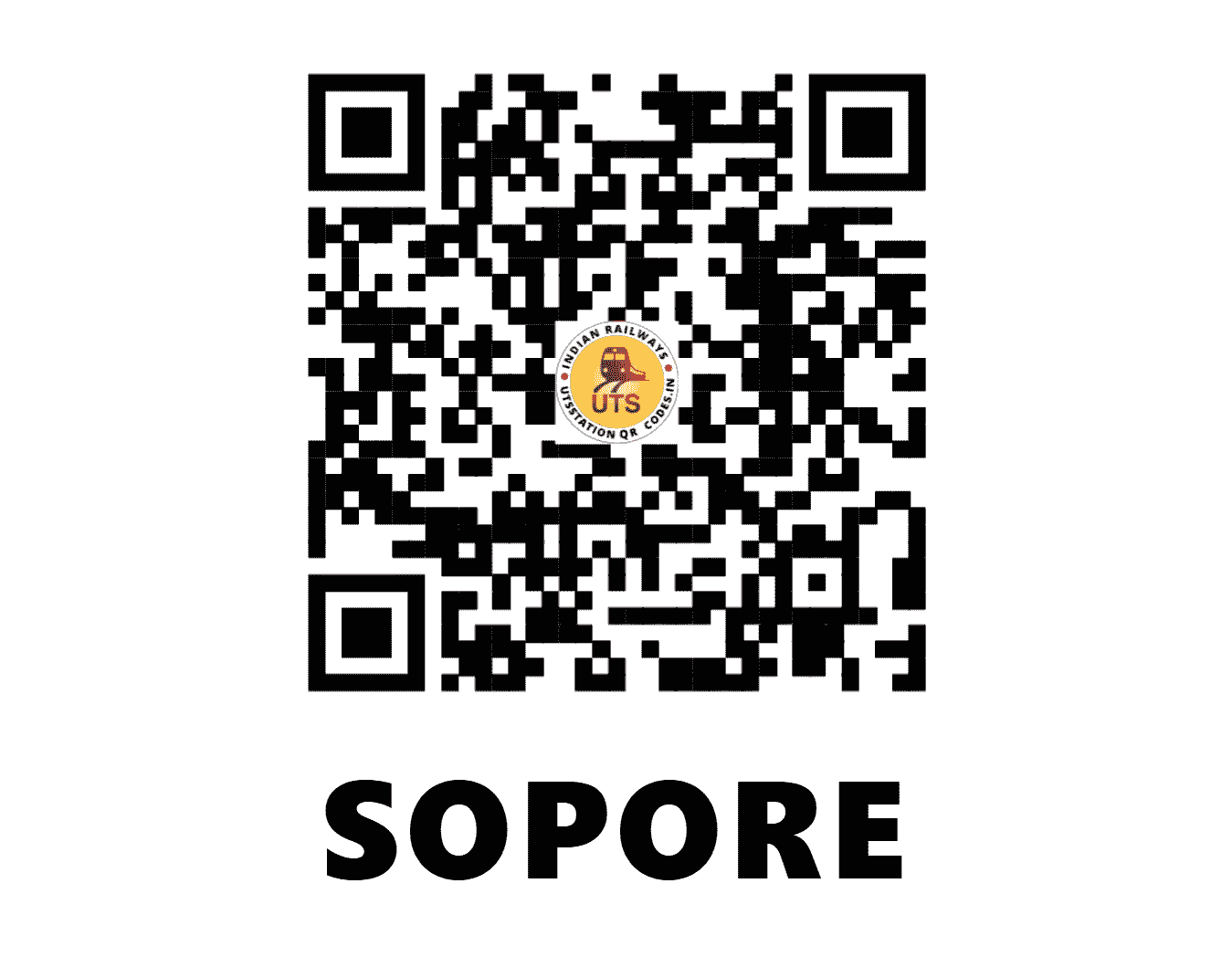 UTS QR Code for SOPORE - SXZM - NR (JAMMU AND KASHMIR)